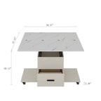 Modern Lift-Up Coffee Table with 4 Stools and 2 Drawers