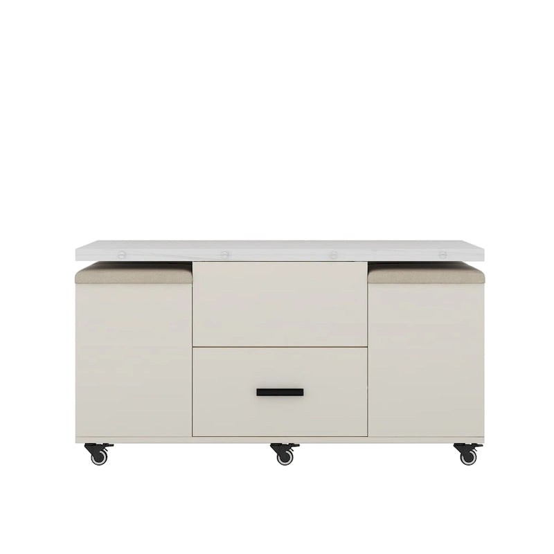Modern Lift-Up Coffee Table with 4 Stools and 2 Drawers