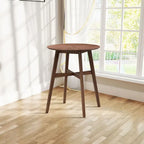 Modern 3-Piece Dining Set with Round Wood Table and 2 Solid Wood Upholstered Bar Stools for Dining Room Bar and Living Room