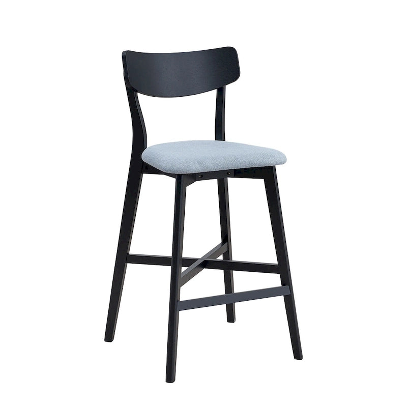 Modern 3-Piece Dining Set with Round Wood Table and 2 Solid Wood Upholstered Bar Stools for Dining Room Bar and Living Room