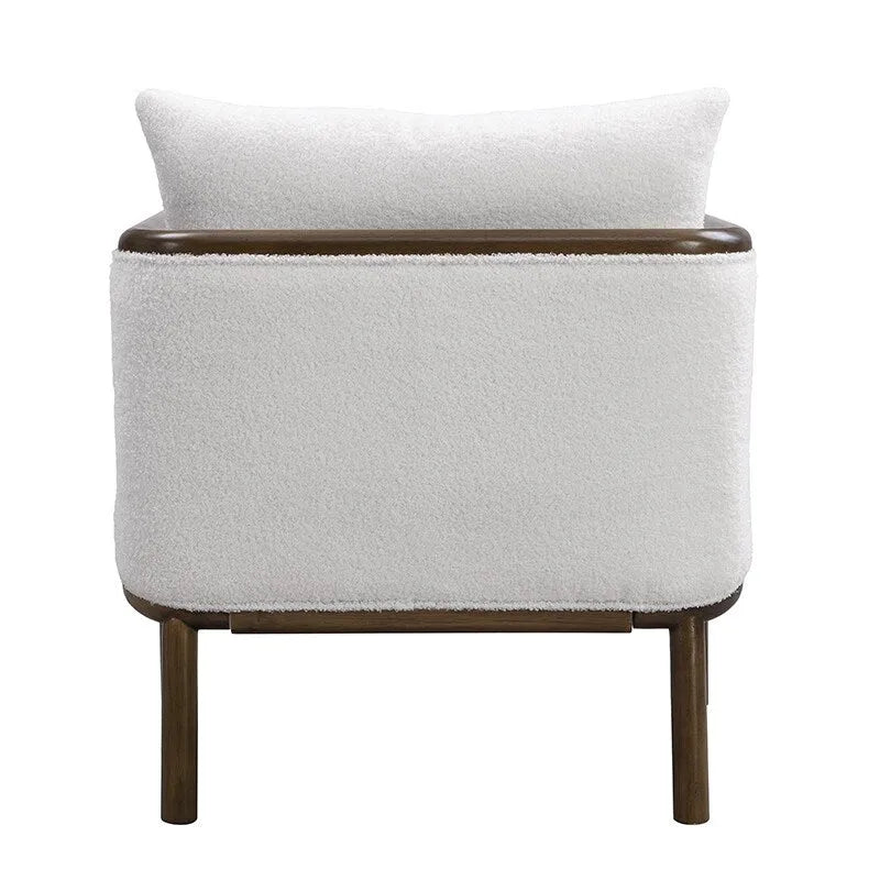 Sherpa Fabric Accent Chair Set of 2, Upholstered Armchair with Solid Wood Frame