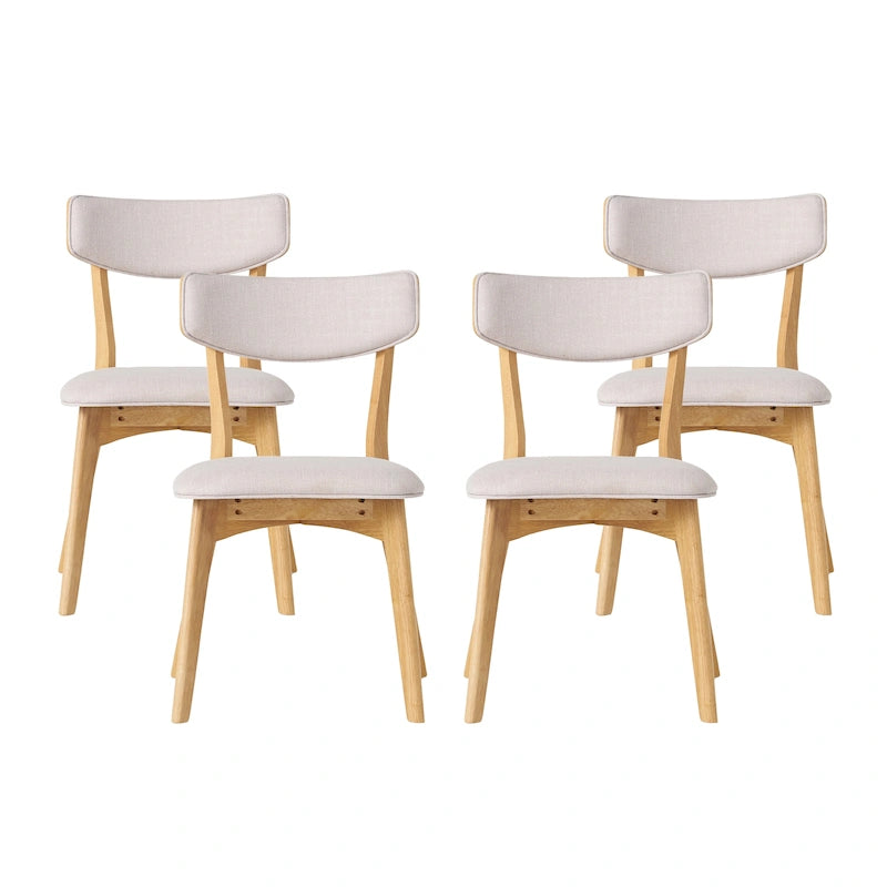 Chazz Mid-Century Modern Upholstered Rubberwood Dining Chairs (Set of 4) by