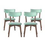 Chazz Mid-Century Modern Upholstered Rubberwood Dining Chairs (Set of 4) by