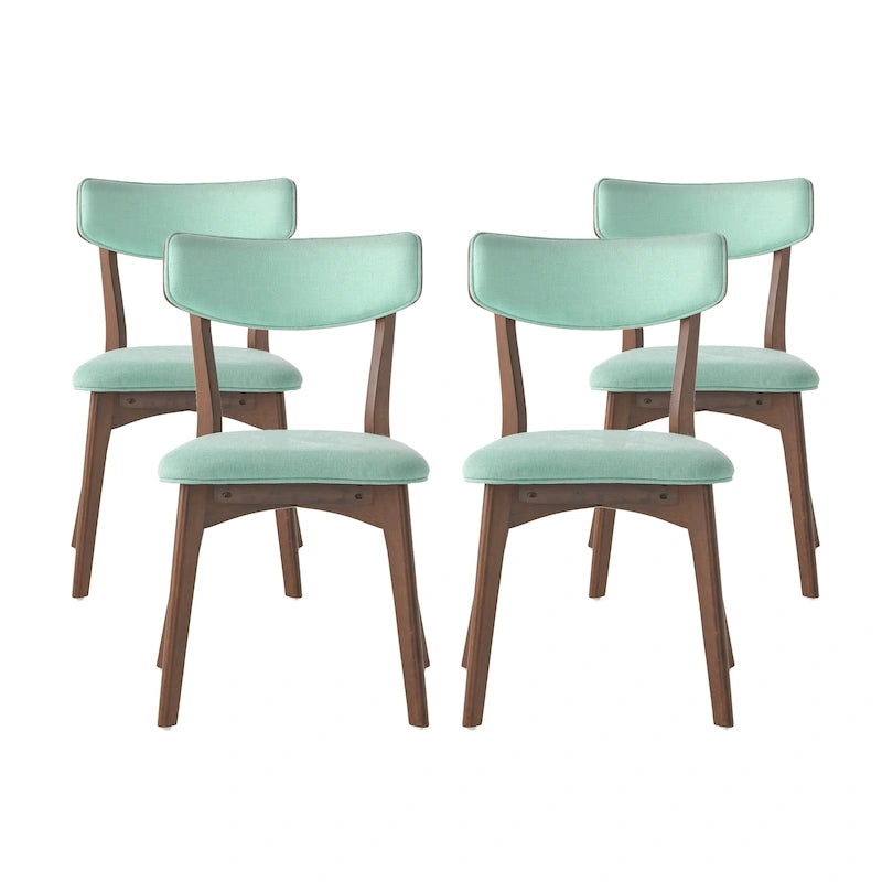 Chazz Mid-Century Modern Upholstered Rubberwood Dining Chairs (Set of 4) by