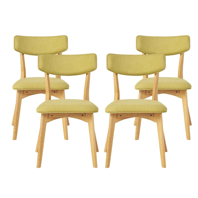Chazz Mid-Century Modern Upholstered Rubberwood Dining Chairs (Set of 4) by