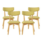 Chazz Mid-Century Modern Upholstered Rubberwood Dining Chairs (Set of 4) by