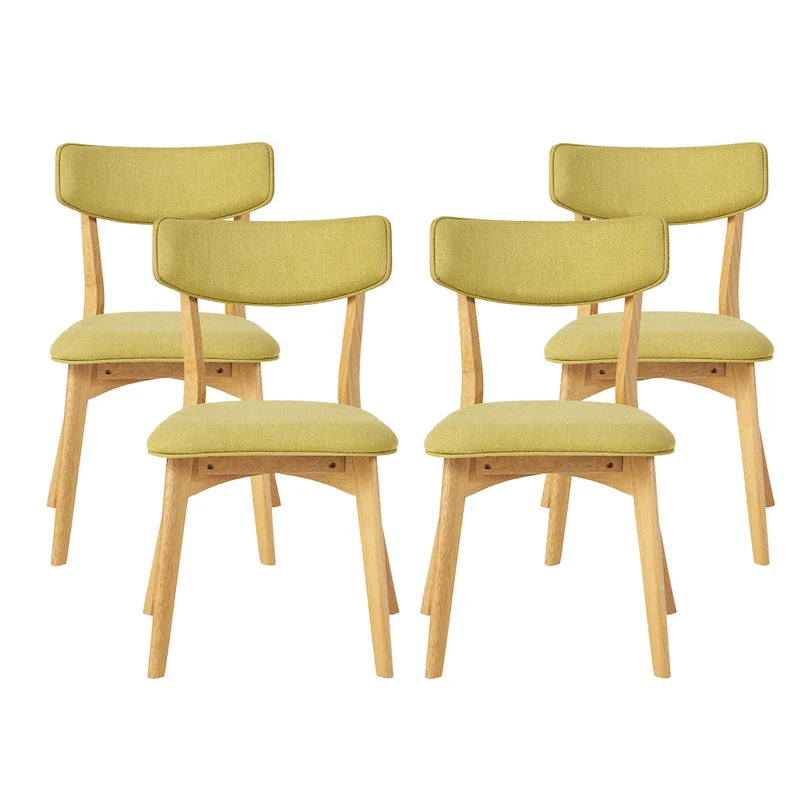 Chazz Mid-Century Modern Upholstered Rubberwood Dining Chairs (Set of 4) by