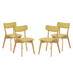 Chazz Mid-Century Modern Upholstered Rubberwood Dining Chairs (Set of 4) by