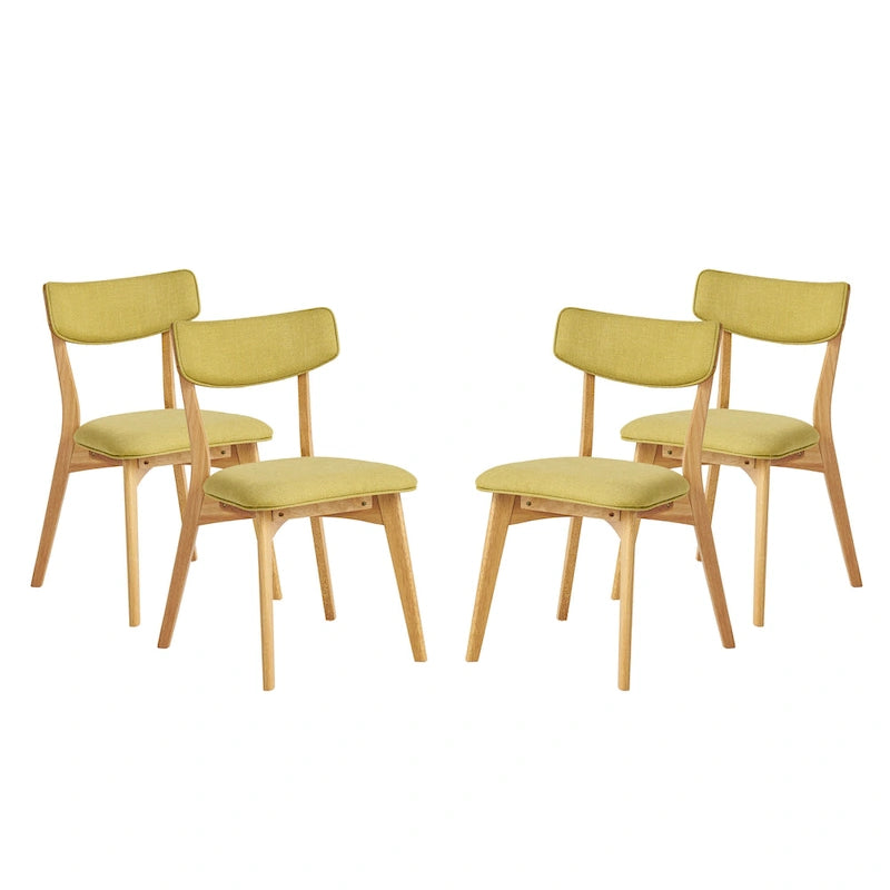 Chazz Mid-Century Modern Upholstered Rubberwood Dining Chairs (Set of 4) by
