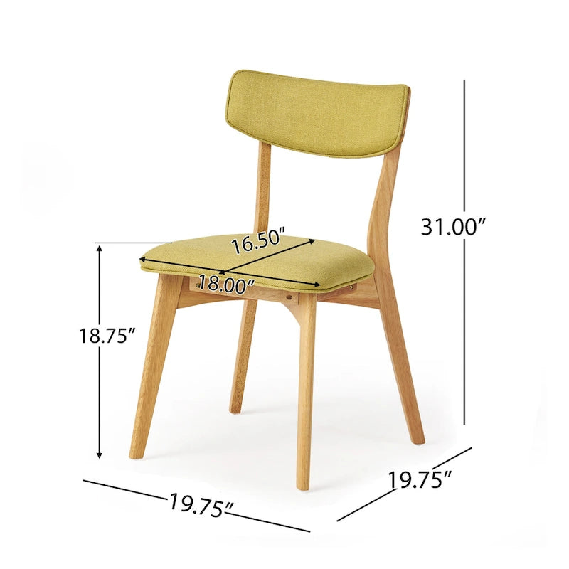 Chazz Mid-Century Modern Upholstered Rubberwood Dining Chairs (Set of 4) by