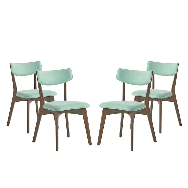 Chazz Mid-Century Modern Upholstered Rubberwood Dining Chairs (Set of 4) by