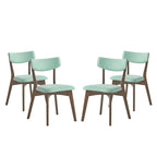 Chazz Mid-Century Modern Upholstered Rubberwood Dining Chairs (Set of 4) by