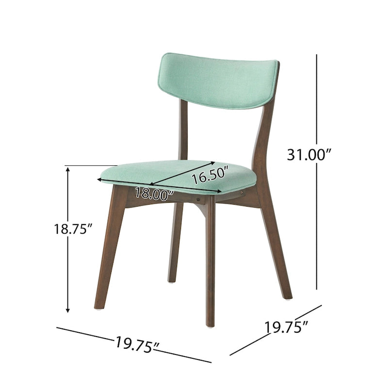 Chazz Mid-Century Modern Upholstered Rubberwood Dining Chairs (Set of 4) by