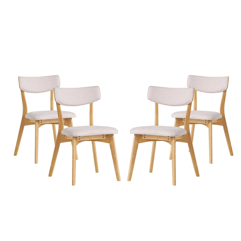 Chazz Mid-Century Modern Upholstered Rubberwood Dining Chairs (Set of 4) by