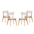 Chazz Mid-Century Modern Upholstered Rubberwood Dining Chairs (Set of 4) by