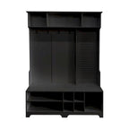 Modern Style Coat Rack with Shoe Bench, Shoe Storage, Storage Shelves and Pegboard, for Entrance and Hallway, Living Room