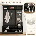 Modern Style Coat Rack with Shoe Bench, Shoe Storage, Storage Shelves and Pegboard, for Entrance and Hallway, Living Room