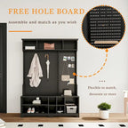 Modern Style Coat Rack with Shoe Bench, Shoe Storage, Storage Shelves and Pegboard, for Entrance and Hallway, Living Room
