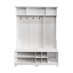 Modern Style Coat Rack with Shoe Bench, Shoe Storage, Storage Shelves and Pegboard, for Entrance and Hallway, Living Room