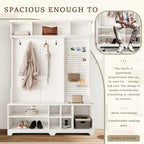 Modern Style Coat Rack with Shoe Bench, Shoe Storage, Storage Shelves and Pegboard, for Entrance and Hallway, Living Room