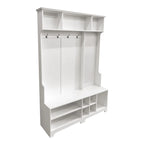 Modern Style Coat Rack with Shoe Bench, Shoe Storage, Storage Shelves and Pegboard, for Entrance and Hallway, Living Room