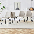 Dining Chair Set of 4, Family Dining Chair with Leather Backrest, Comfortable Kitchen Dining Chair with Extra Wide Cushion