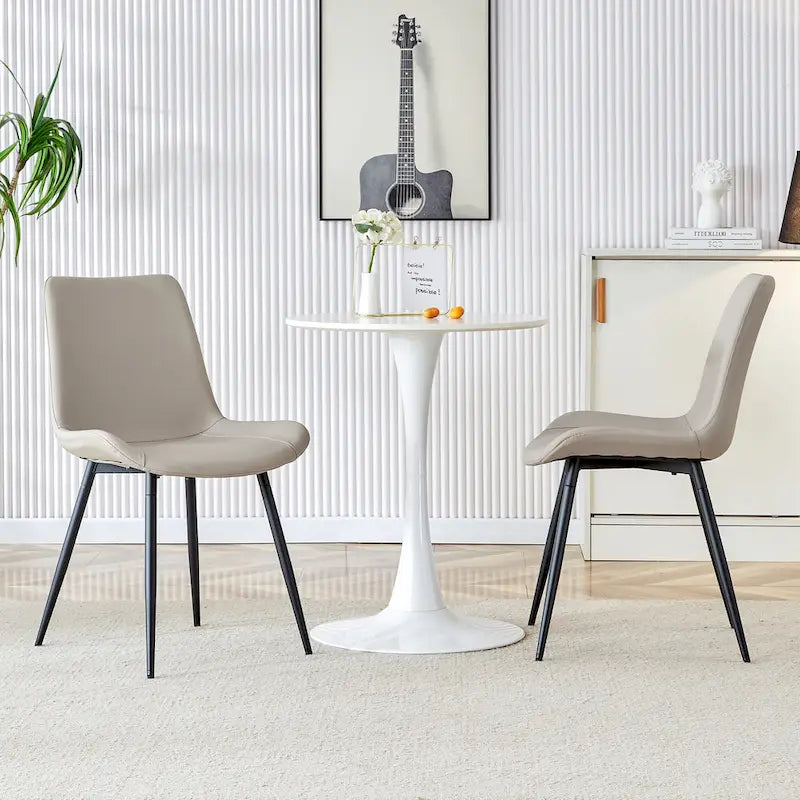 Dining Chair Set of 4, Family Dining Chair with Leather Backrest, Comfortable Kitchen Dining Chair with Extra Wide Cushion