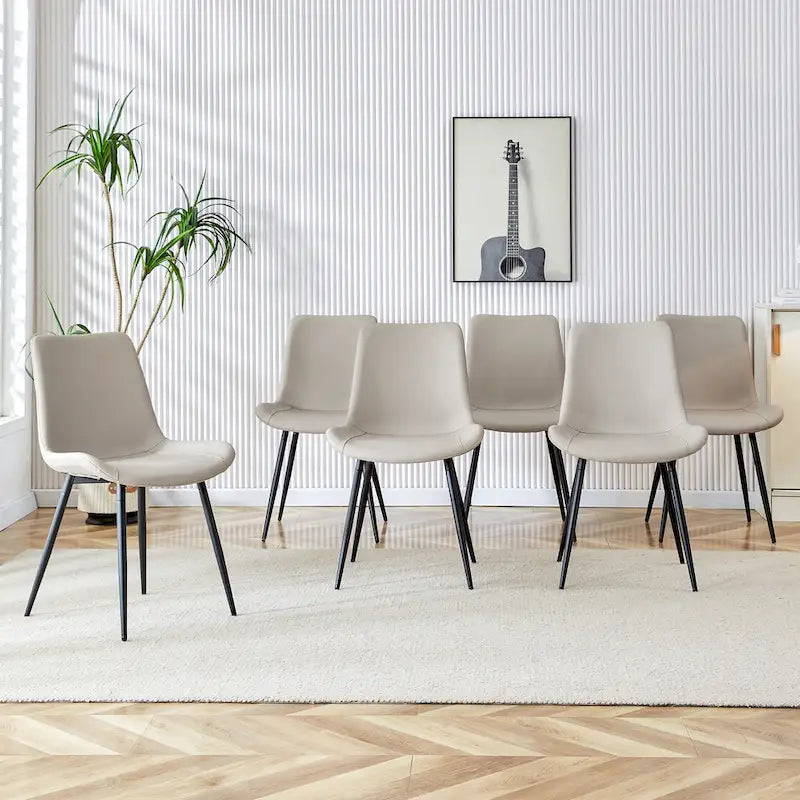 Dining Chair Set of 4, Family Dining Chair with Leather Backrest, Comfortable Kitchen Dining Chair with Extra Wide Cushion