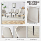 Dining Chair Set of 4, Family Dining Chair with Leather Backrest, Comfortable Kitchen Dining Chair with Extra Wide Cushion