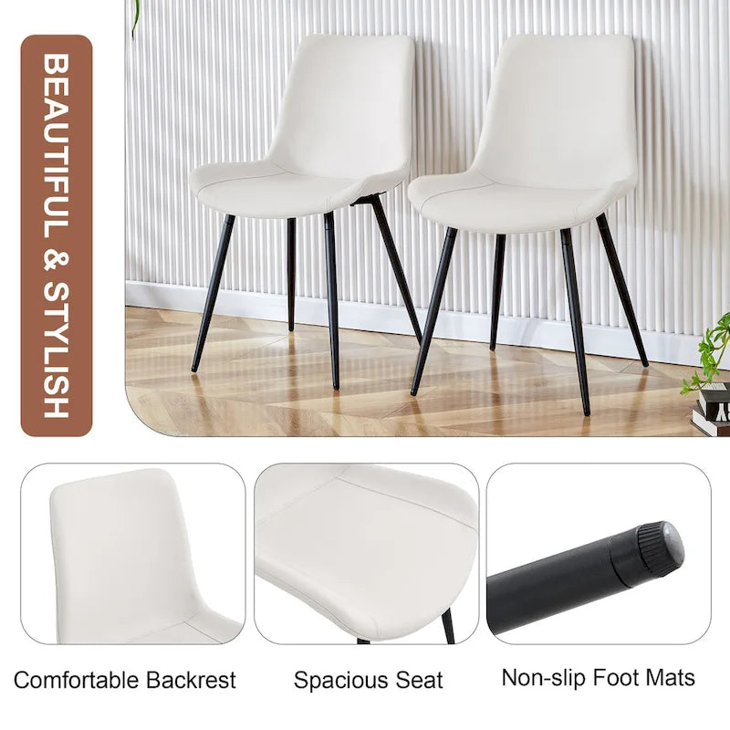 Dining Chair Set of 4, Family Dining Chair with Leather Backrest, Comfortable Kitchen Dining Chair with Extra Wide Cushion