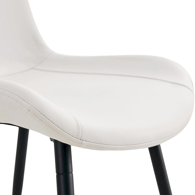 Dining Chair Set of 4, Family Dining Chair with Leather Backrest, Comfortable Kitchen Dining Chair with Extra Wide Cushion