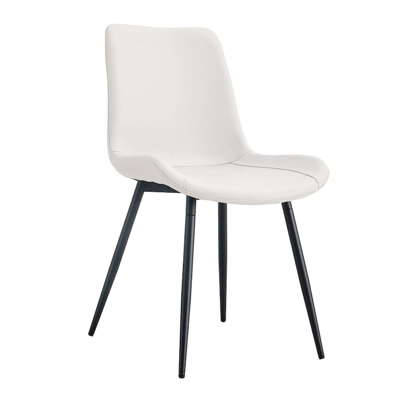 Dining Chair Set of 4, Family Dining Chair with Leather Backrest, Comfortable Kitchen Dining Chair with Extra Wide Cushion