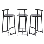 27H Barstool Set of 3 Wooden Round Bar Stools with Footrest, Easy Assembly, for Dining Room, Kitchen