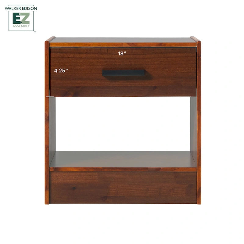 Modern Easy Assembly 1-Drawer Solid Wood Nightstand