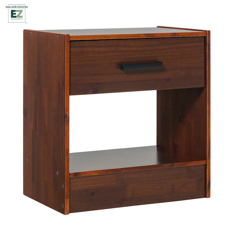 Modern Easy Assembly 1-Drawer Solid Wood Nightstand