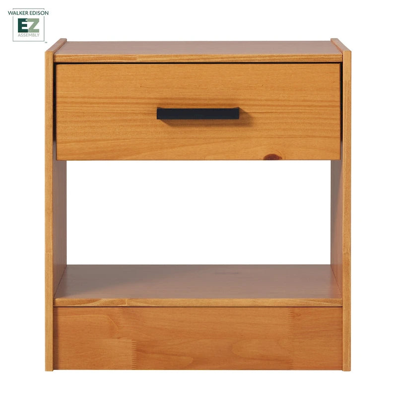 Modern Easy Assembly 1-Drawer Solid Wood Nightstand