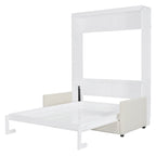 White Full Size Multifunctional Murphy Bed with Cushion and Storage