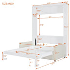 White Full Size Multifunctional Murphy Bed with Cushion and Storage