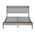 Grey & Queen Bed with Charging Station