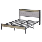Grey & Queen Bed with Charging Station