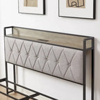 Grey & Queen Bed with Charging Station