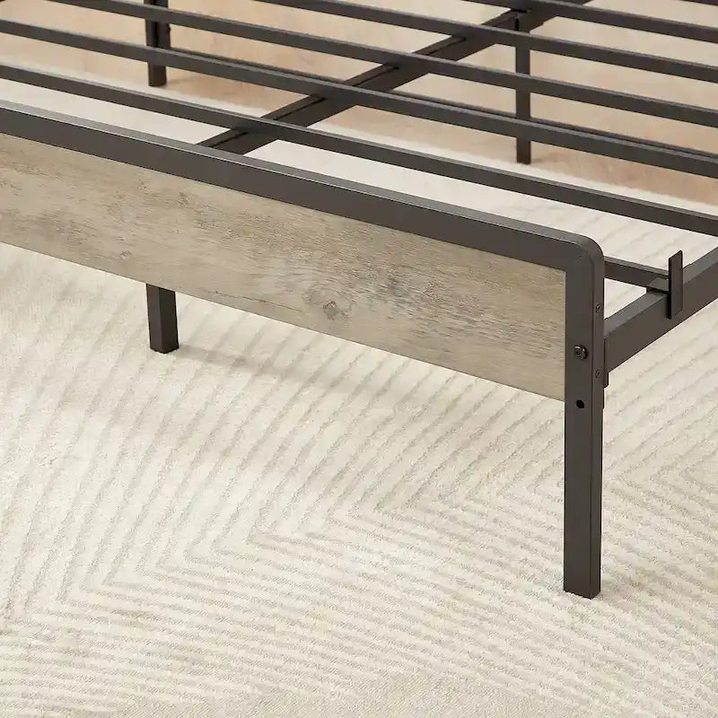 Grey & Queen Bed with Charging Station