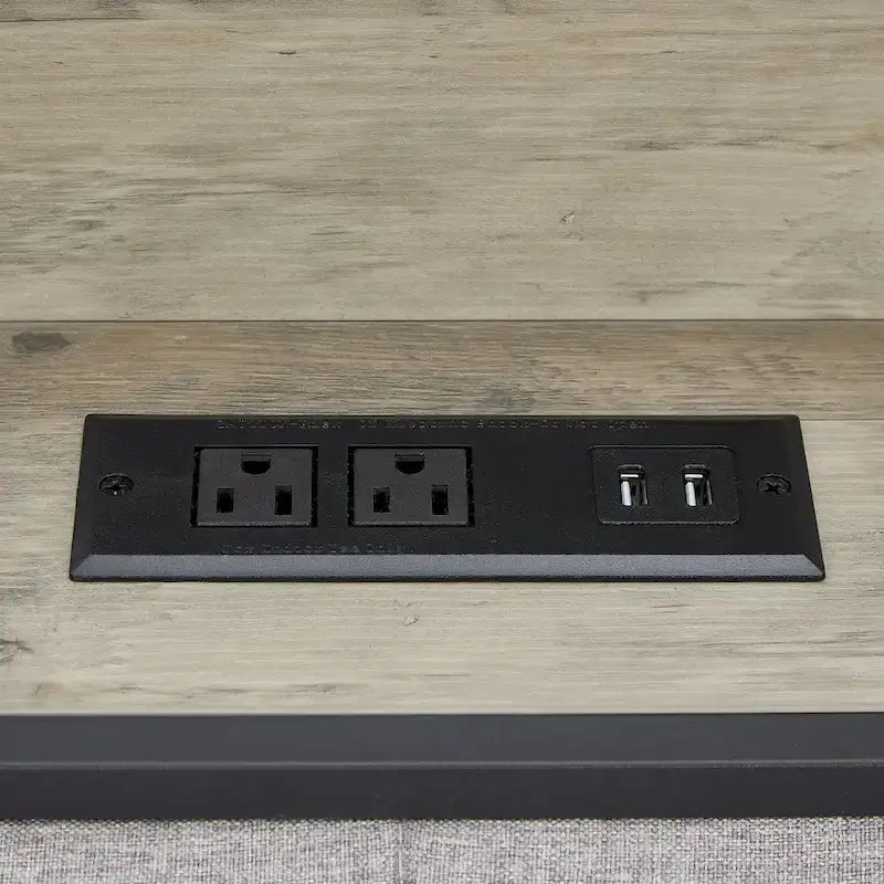 Grey & Queen Bed with Charging Station