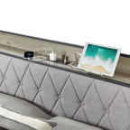 Grey & Queen Bed with Charging Station