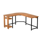 Modern L-Shaped Gaming PC Desk with Wood and Black Frame for Home Office Study