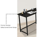 Modern L-Shaped Gaming PC Desk with Wood and Black Frame for Home Office Study
