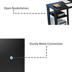 Modern L-Shaped Gaming PC Desk with Wood and Black Frame for Home Office Study