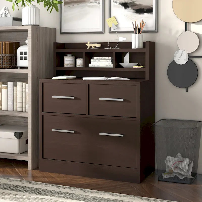 Greene Transitional 3-Drawer Wood File Cabinet Work Station by