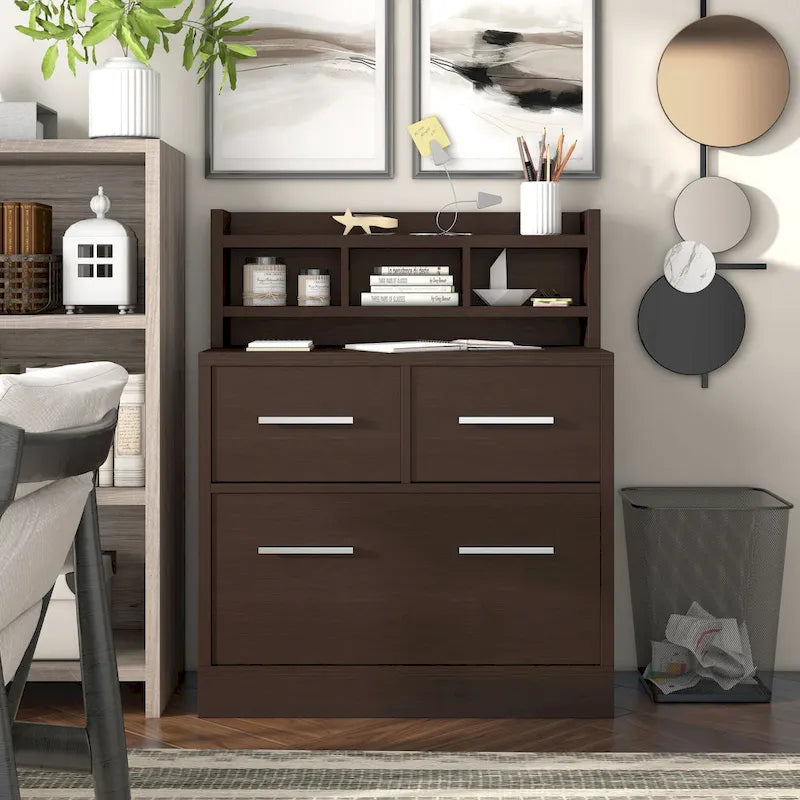 Greene Transitional 3-Drawer Wood File Cabinet Work Station by