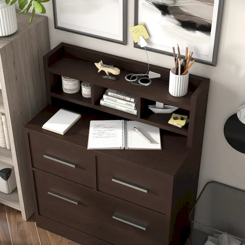 Greene Transitional 3-Drawer Wood File Cabinet Work Station by